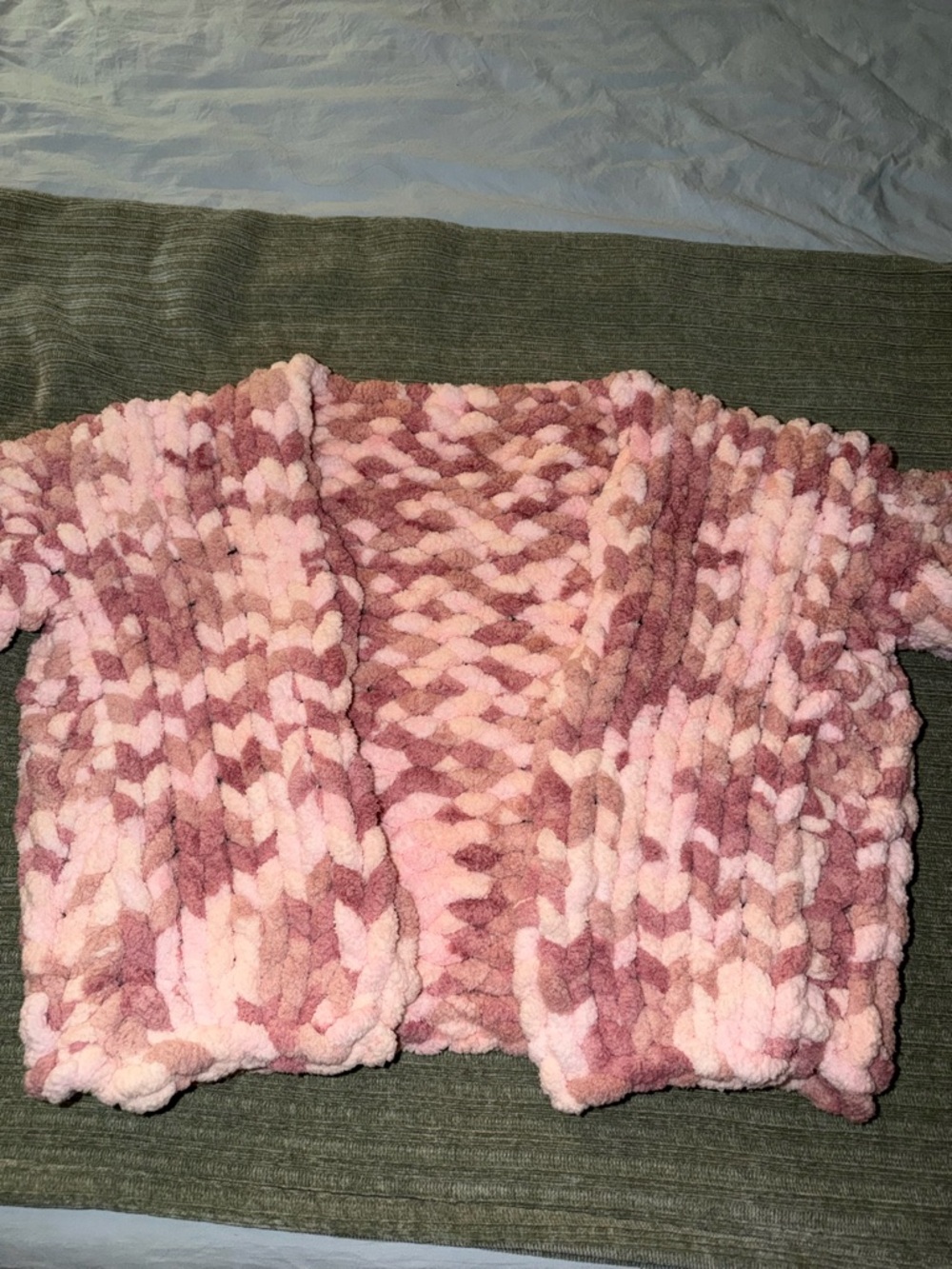 Hobby Lobby Pink Plush Braided Open-Front Cardigan
